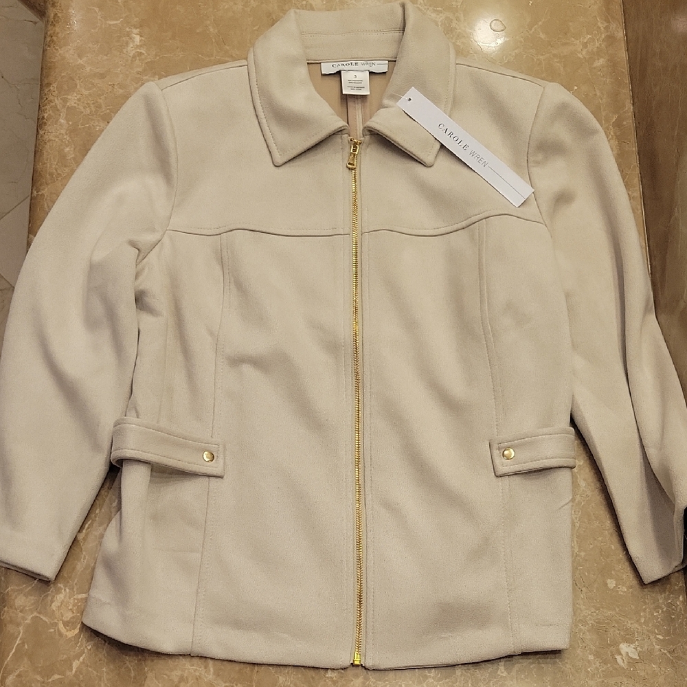 Chic Women's Cream Ultrasuede Utility Jacket, S